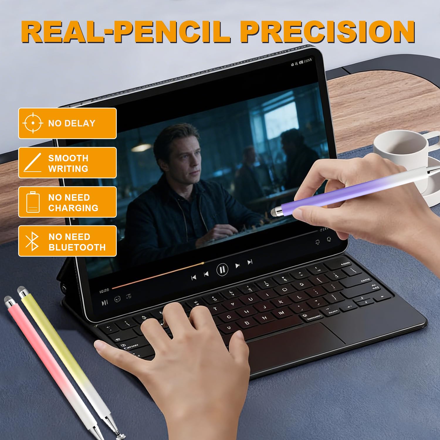 Pennino capacitivo per touchscreen (confezione da 5), con tappo magnetico, penna stilo 2 in 1 ad alta precisione per iPad/iPhone/Nintendo Switch/Samsung/smartphone e tablet Android, compatibile con