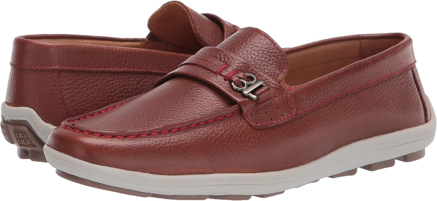 Driver Club USA Unisex-Child Kids Boys/Girls Genuine Leather Driving Loafer with Rope Anchor Detail