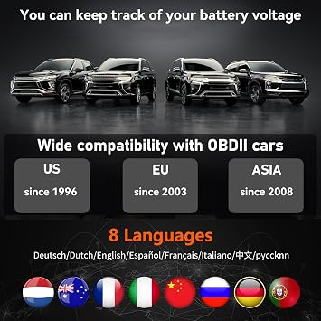 OBD2 Scanner, CGSULIT SC103 Car Code Reader Diagnose Check Engine Light Smog Check DTCs Scan Tool Live Data Stream Voltage Test for Vehicles Since 1996