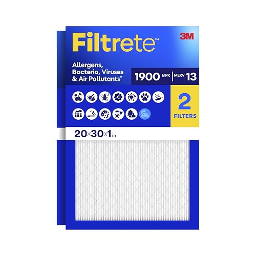 Filtrete 20x30x1 Air Filter, MERV 13 MPR 1900, Allergens, Bacteria,