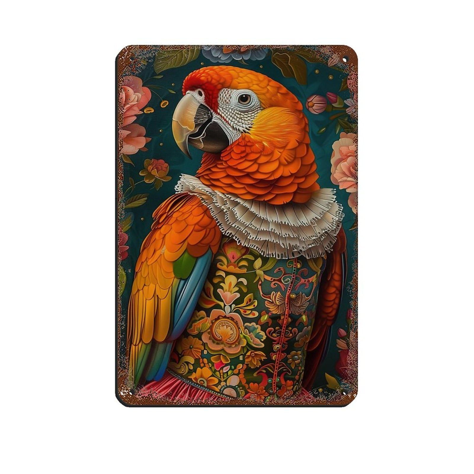 Matisse Maximalist Parrot Painting Poster Retro Poster Metal Tin Sign Chic Art Retro Iron Painting Bar People Cave Cafe Family Garage Poster Wall Decoration 8x12inch(20x30cm)
