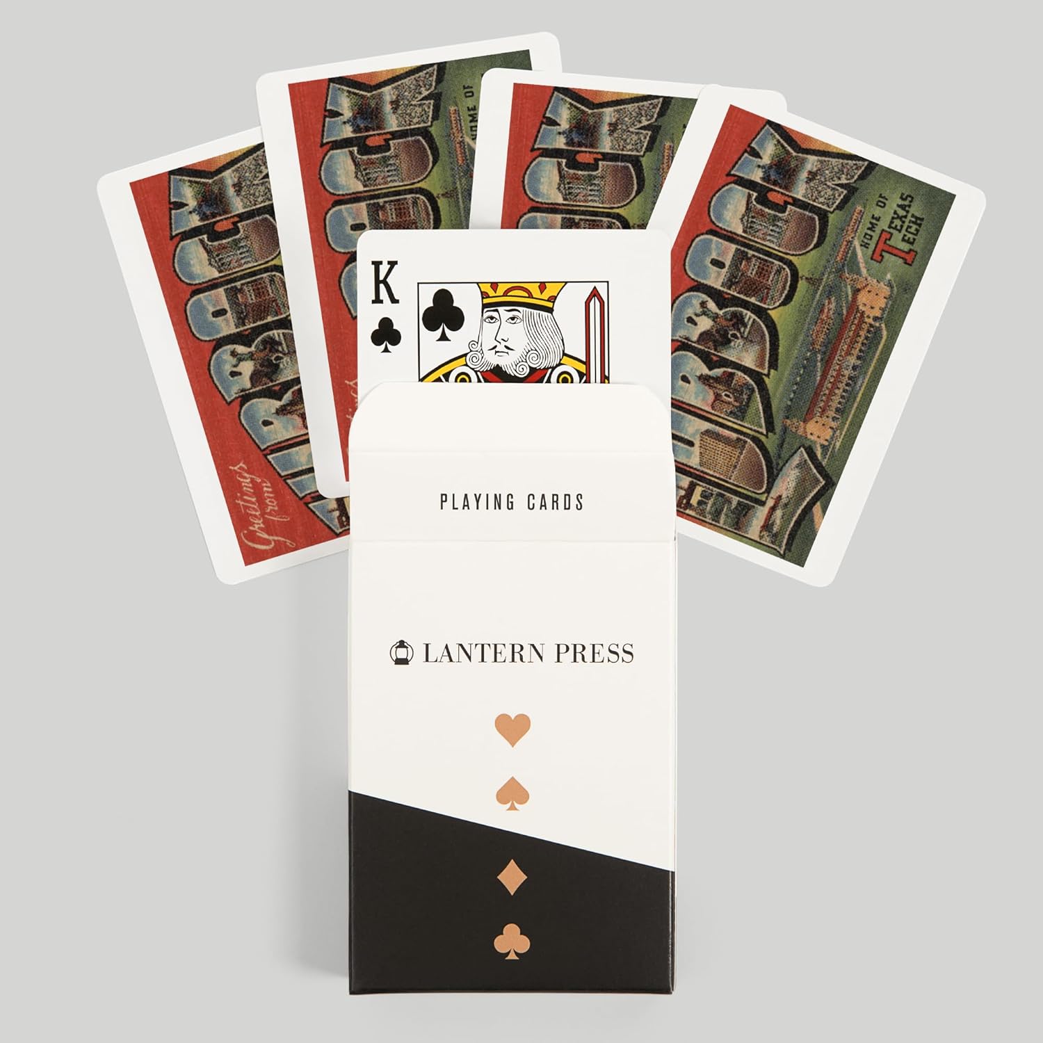 Lantern Press Lubbock, Texas, Greetings from Texas Tech, Vintage Travel Advertisement, 52 Playing Cards for Adults, Poker Size Card Deck