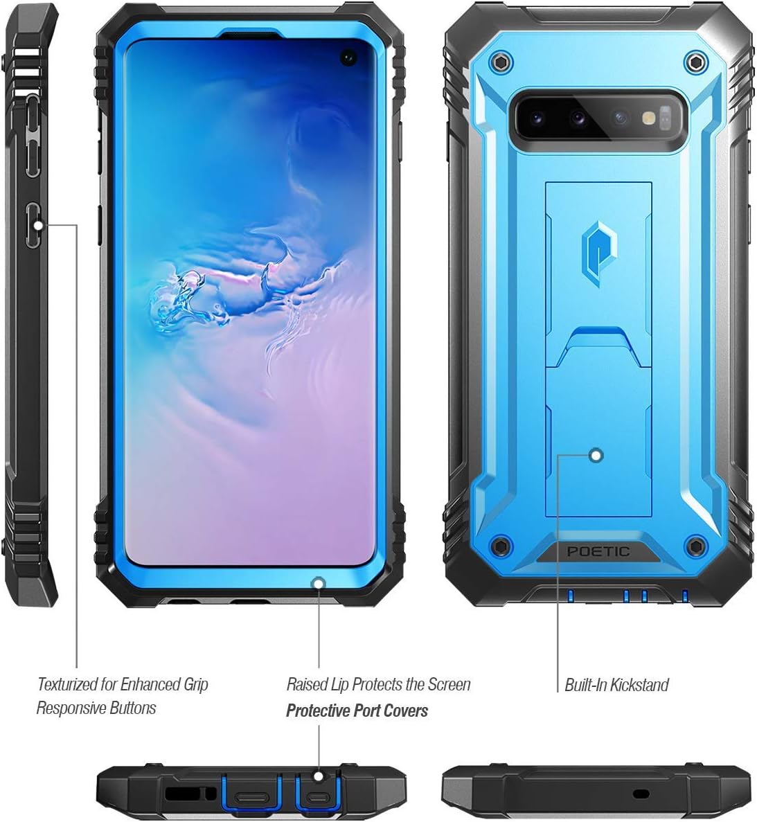Weekly Top Sale Poetic Galaxy S10 Rugged Case with Kickstand, Heavy Duty Military Grade Full Body Cover, Without Built-in-Screen Protector, Revolution Series, for Samsung Galaxy S10 6.1 Inch (2019), Blue Top Brands Poetic Galaxy S10 Rugged Case with Kickstand, Heavy Duty Military Grade Full Body Cover, Without Built-in-Screen Protector, Revolution Series, for Samsung Galaxy S10 6.1 Inch (2019), Blue
