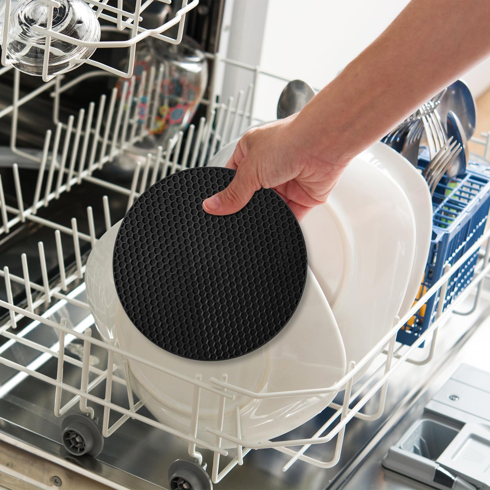 Antidérapant Tapis Lot De 6 Dessous De Plat En Silicone - 15cm, Résistants à La Chaleur (240°C) Et Antidérapants - 6 Couleurs Vives Plats Cuisinés