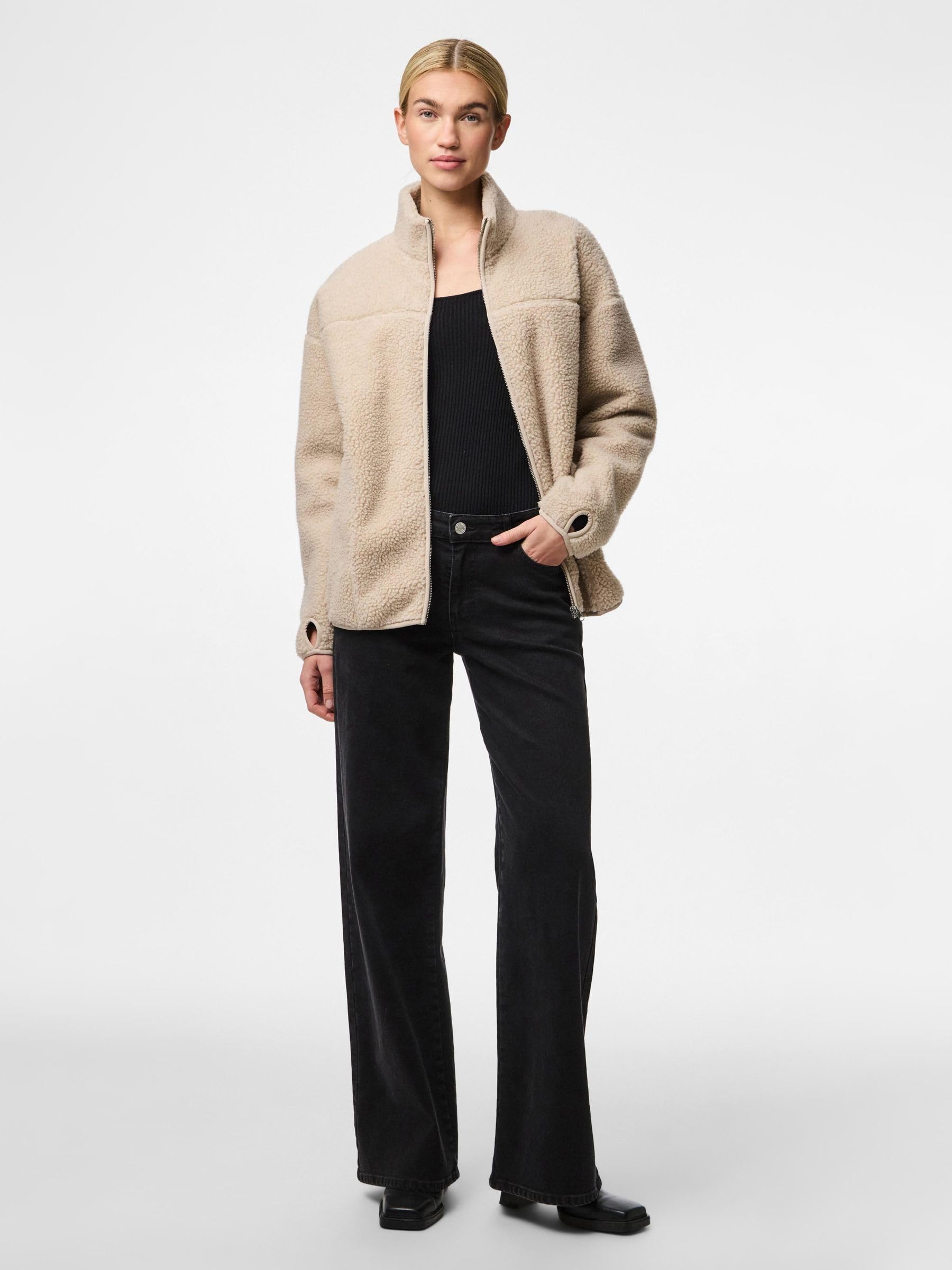 PIECES Women's Pcsadia Ls Teddy Jacket Noos Bc