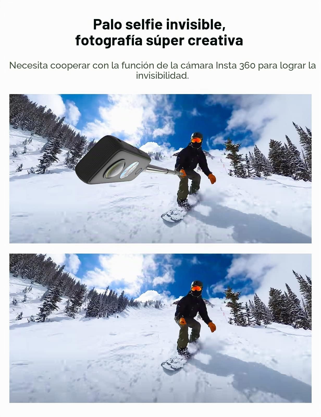 Palo selfie ULANZI MT-58 para Insta 360 y cámaras de acción compatibles con Go Pro Hero 11/10/9/8/7, Insta360 One XR/RS/GO 2, DJI Osmo Action