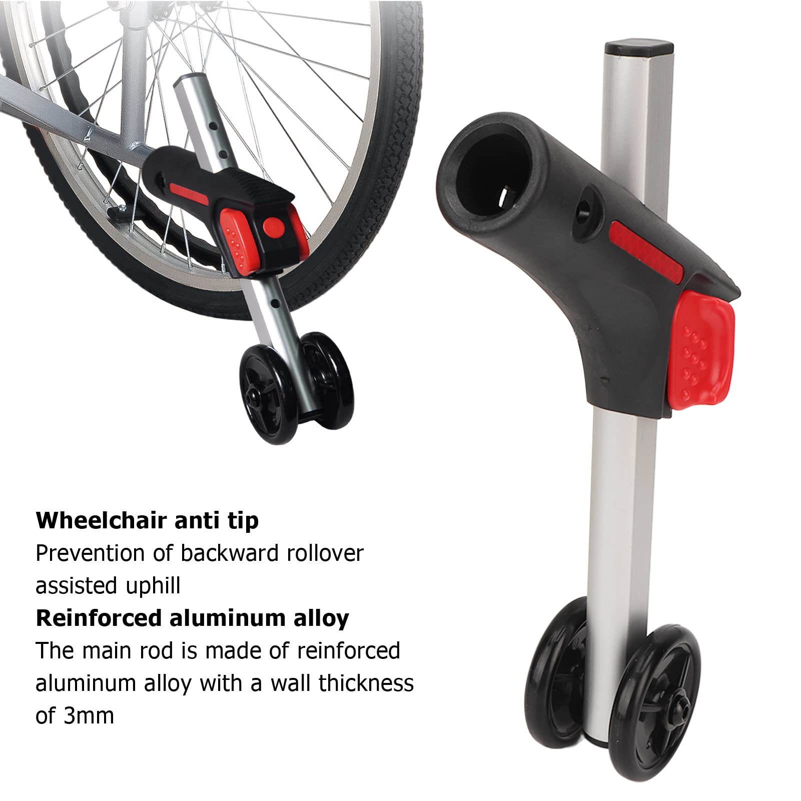 Antivuelco para Sillas de Ruedas, Volquetes Traseros para Sillas de Ruedas Aleación de Aluminio 5 EngranajesAjustable Antideslizante Rodamiento de Alta Carga Accesorio para Silla