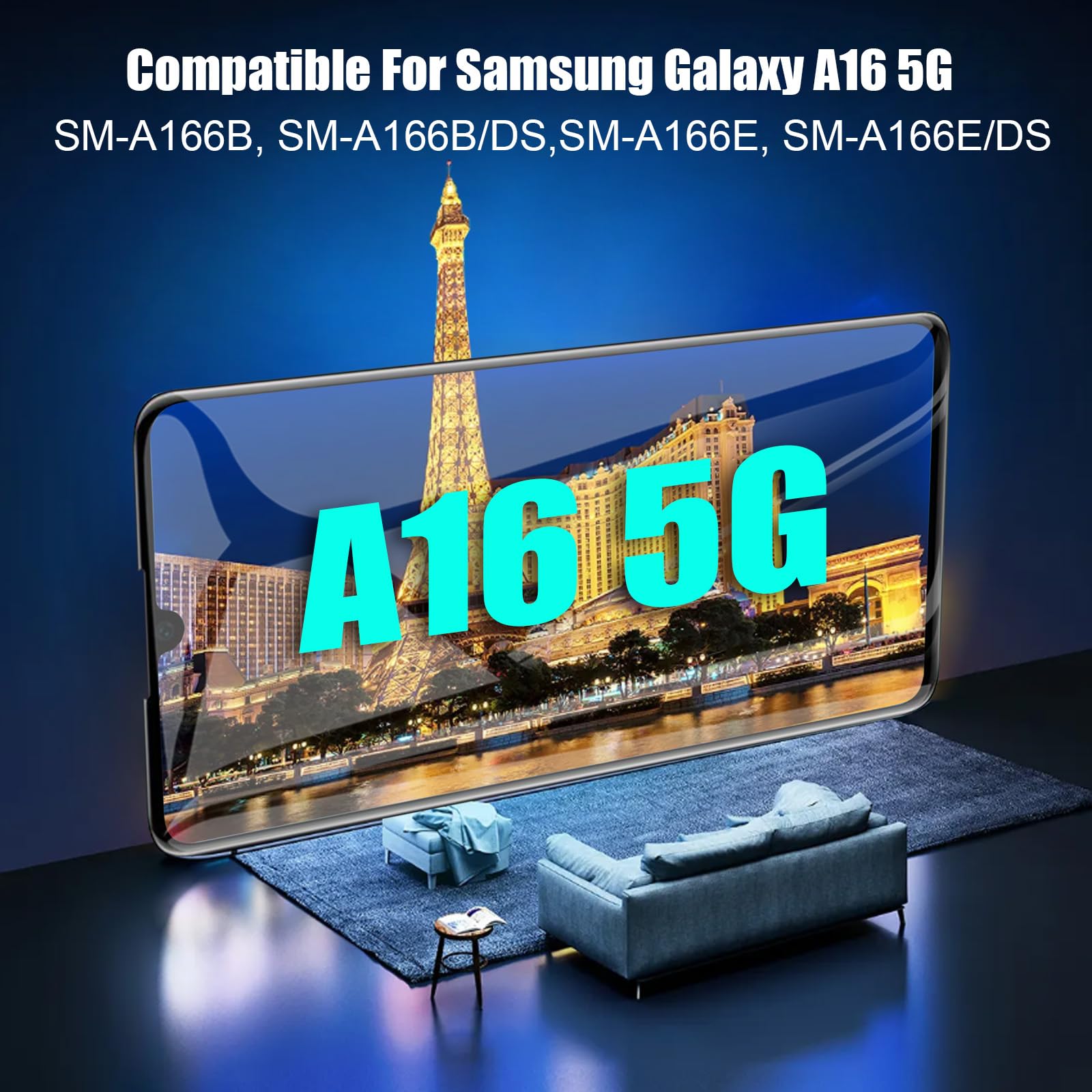 DTD - Pantalla LCD de Repuesto para Samsung Galaxy A16 5G SM-A166B/A166E - Pantalla táctil de Repuesto con Herramientas (Negro con Marco)