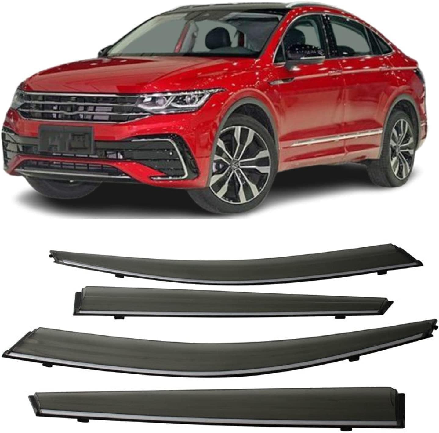 FengXH Window Deflectors for VW Tiguan X 2020 2021 2022-4pc Smoke Tint, Waterproof, Noise Reducing.