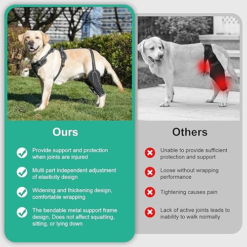 Miniatura 3 de Soporte de cadera para perro con cuerda de tracción, diseño ajustable de 4 extremidades, mantiene las articulaciones calientes y estables y evita