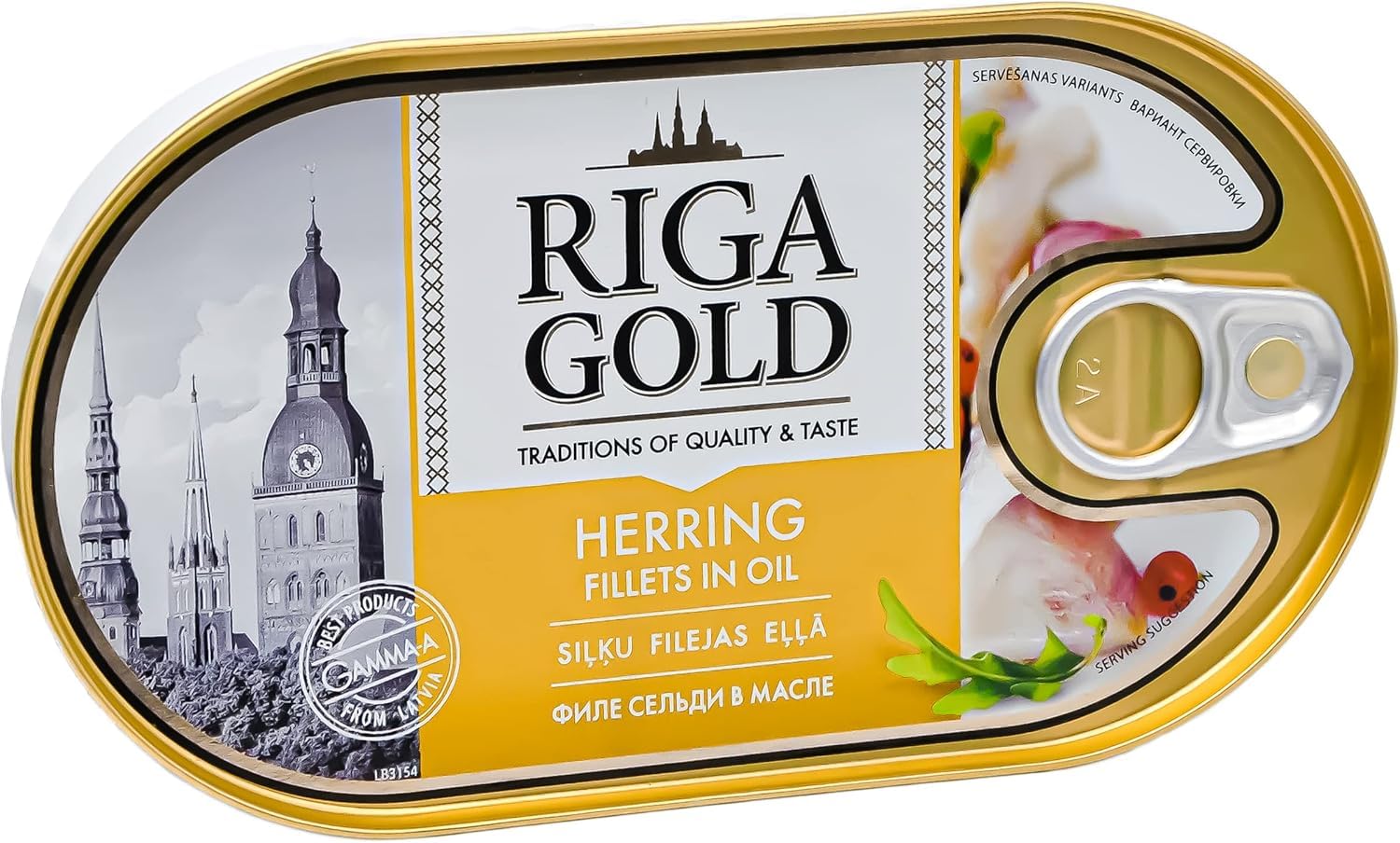 Riga Gold Herring Fillets in Oil Premium Baltic Fish, 190 grams
