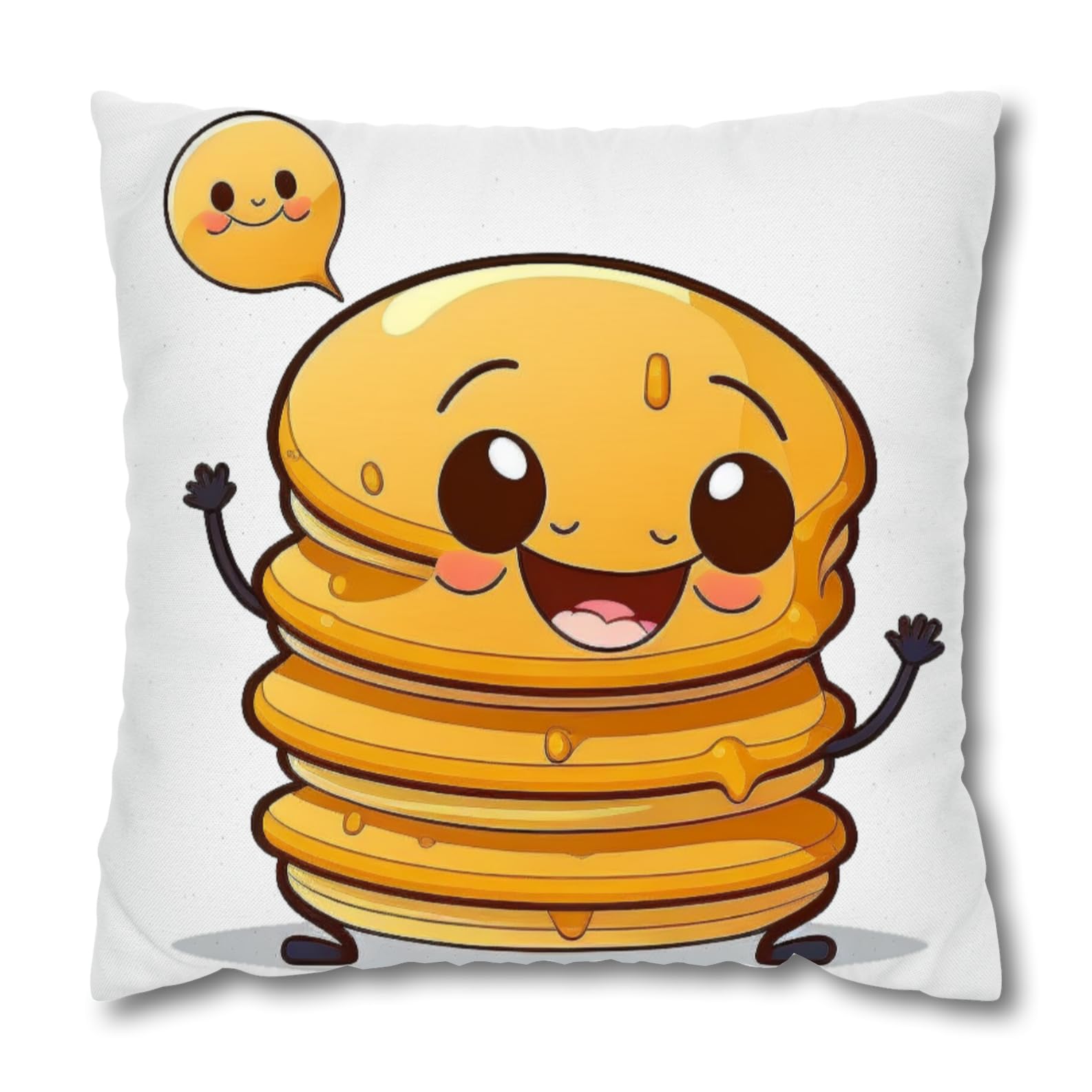 Smiling Pancake Decorative Pillow Cushion Funny Cushion 40 x 40 cm, Sofa Cushion (No Insert)