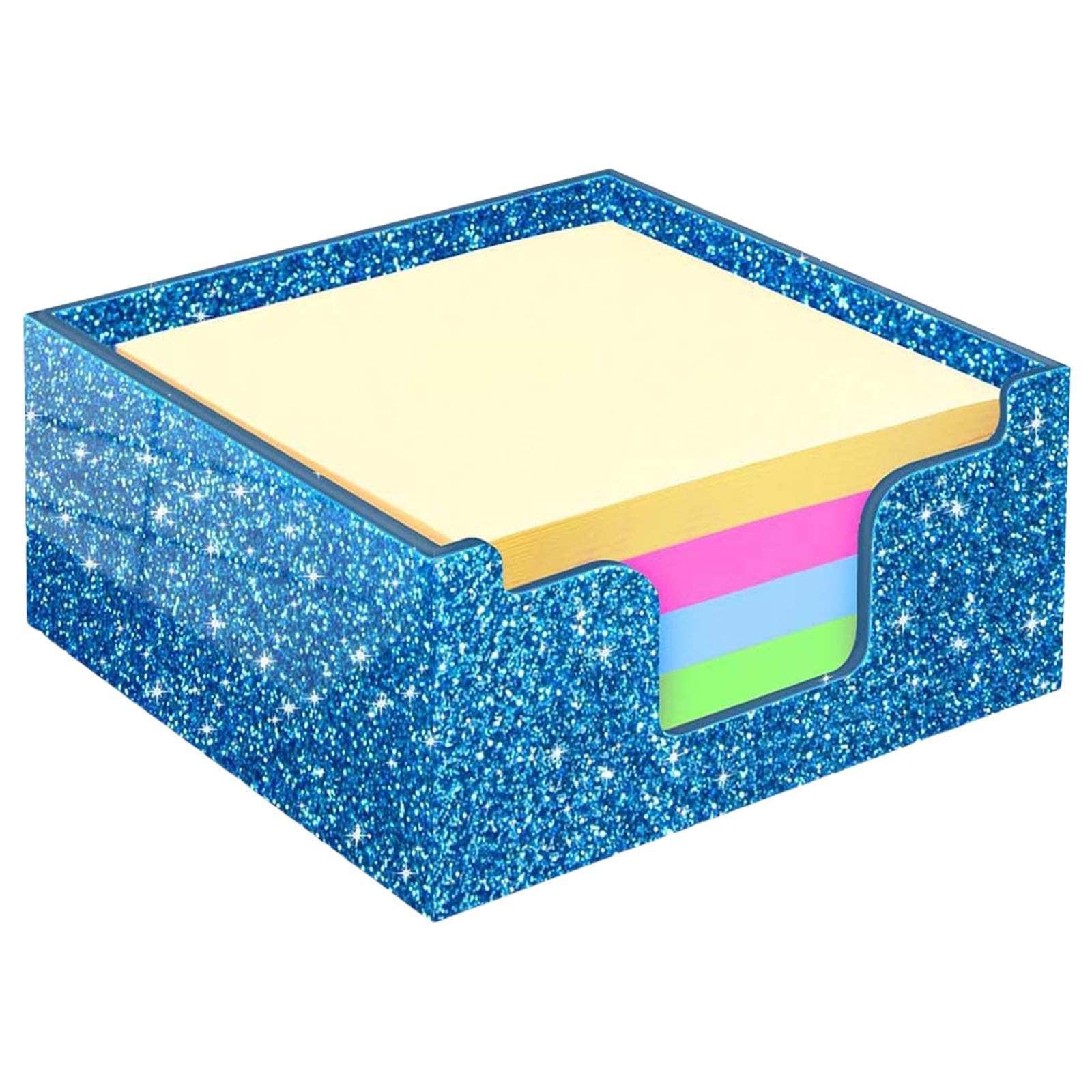 APGLSXY Compact Note Pad Organizers with 400 Sheet Capacity Glitters Acrylic Dispenser for Desk Organization Dark Gray Sticky Note Dispenser with Glitters Design