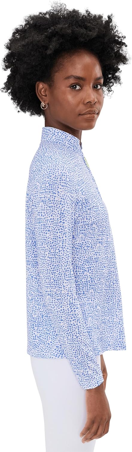 Jamie Sadock Womens Sunsense Ocelot Long Sleeve Quarter Zip