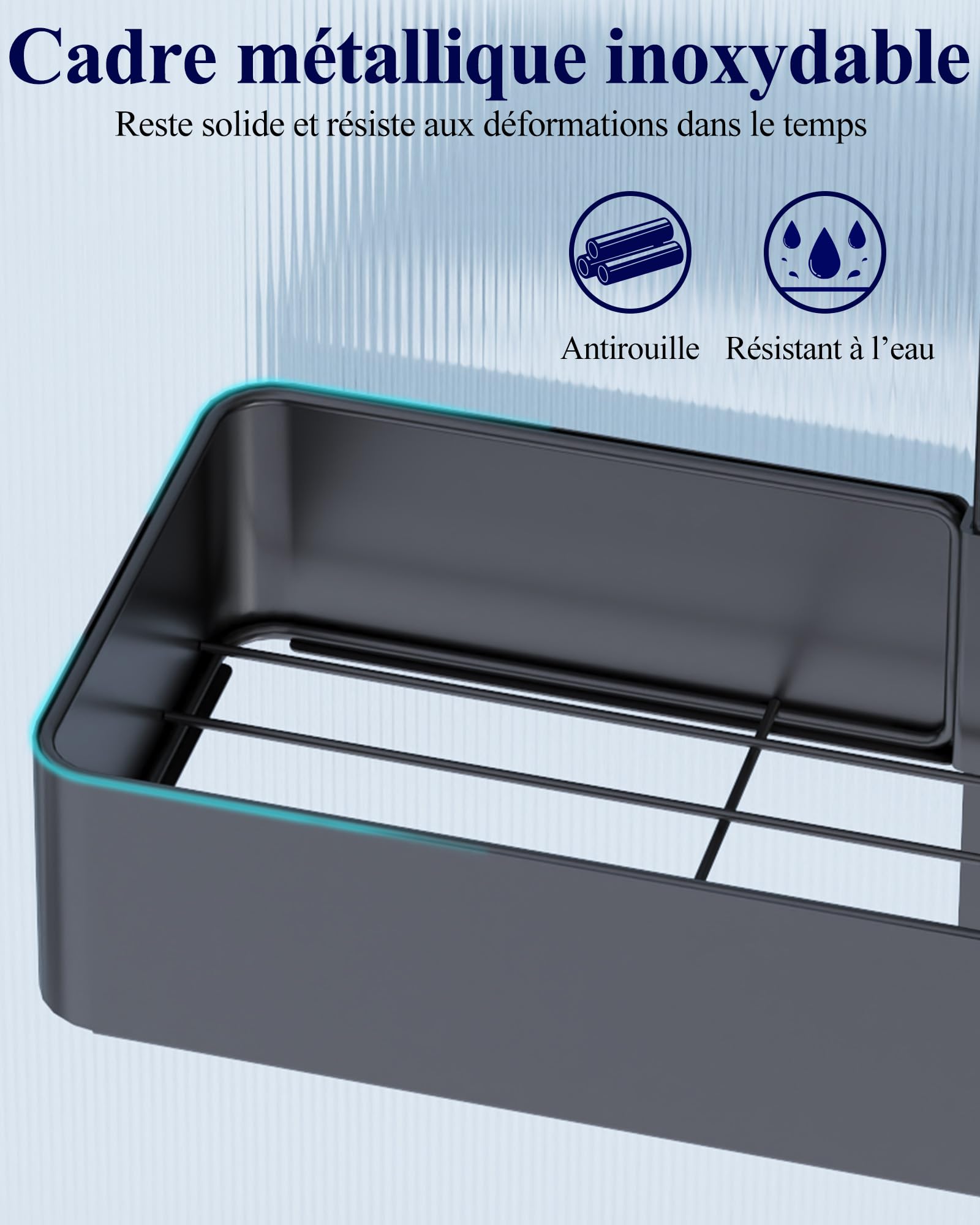 Kitsure Étagère Douche Suspendue 2 Niveaux sans Perçage Antirouille Rangement Salle de Bain Noir 29,1 x 11,2 x 55,3 cm