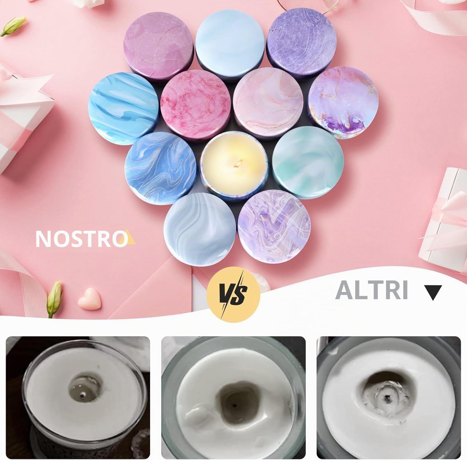 Set Regalo di 12 Candele Profumate per la Casa, Cera di Soia con 300 Ore di Combustione, Candele di Aromaterapia, Regalo di Compleanno per Donne con Confezione Regalo, Idee per Natale