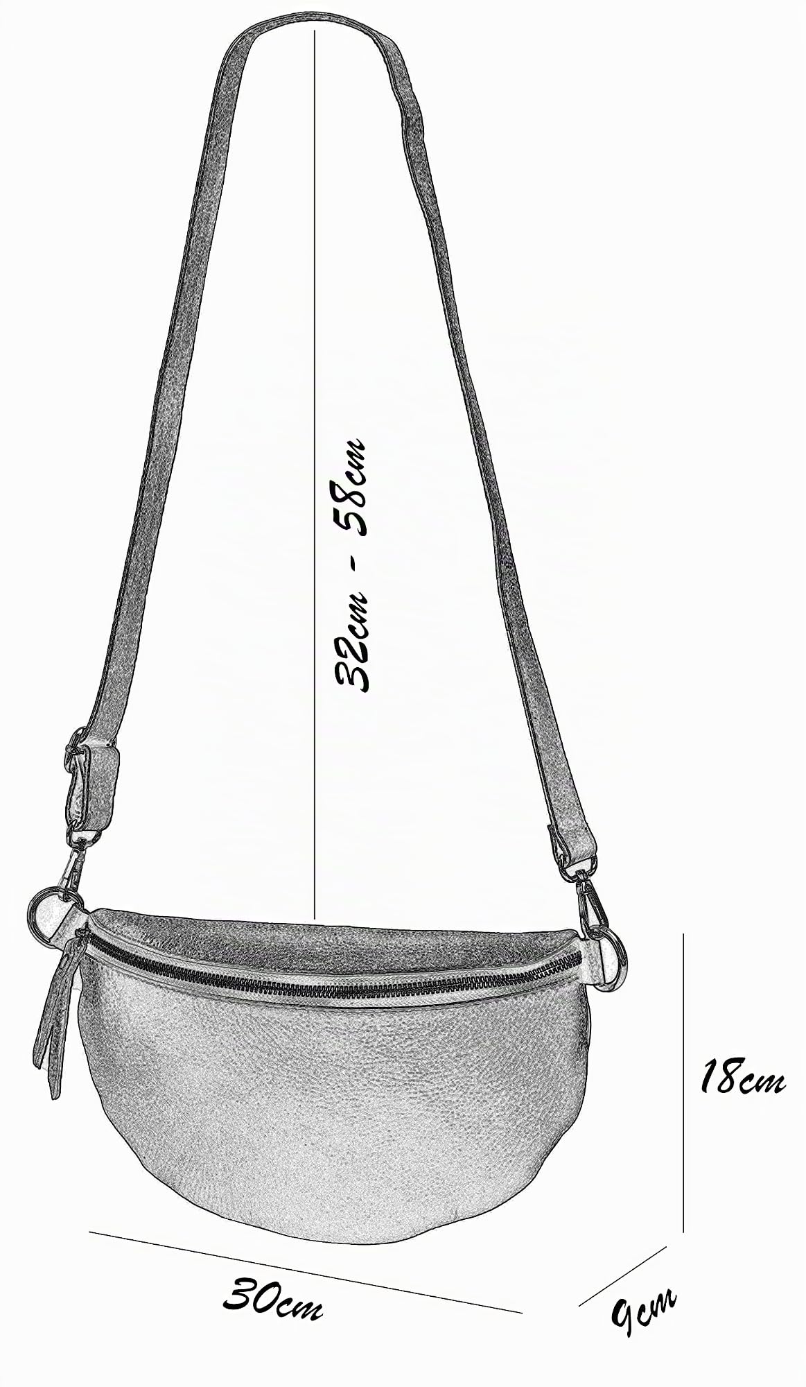 SH Leder ® Lala G399 - Marsupio unisex in vera pelle, per festival, viaggi, borsa a tracolla, da donna, in pelle, 30 x 18 cm