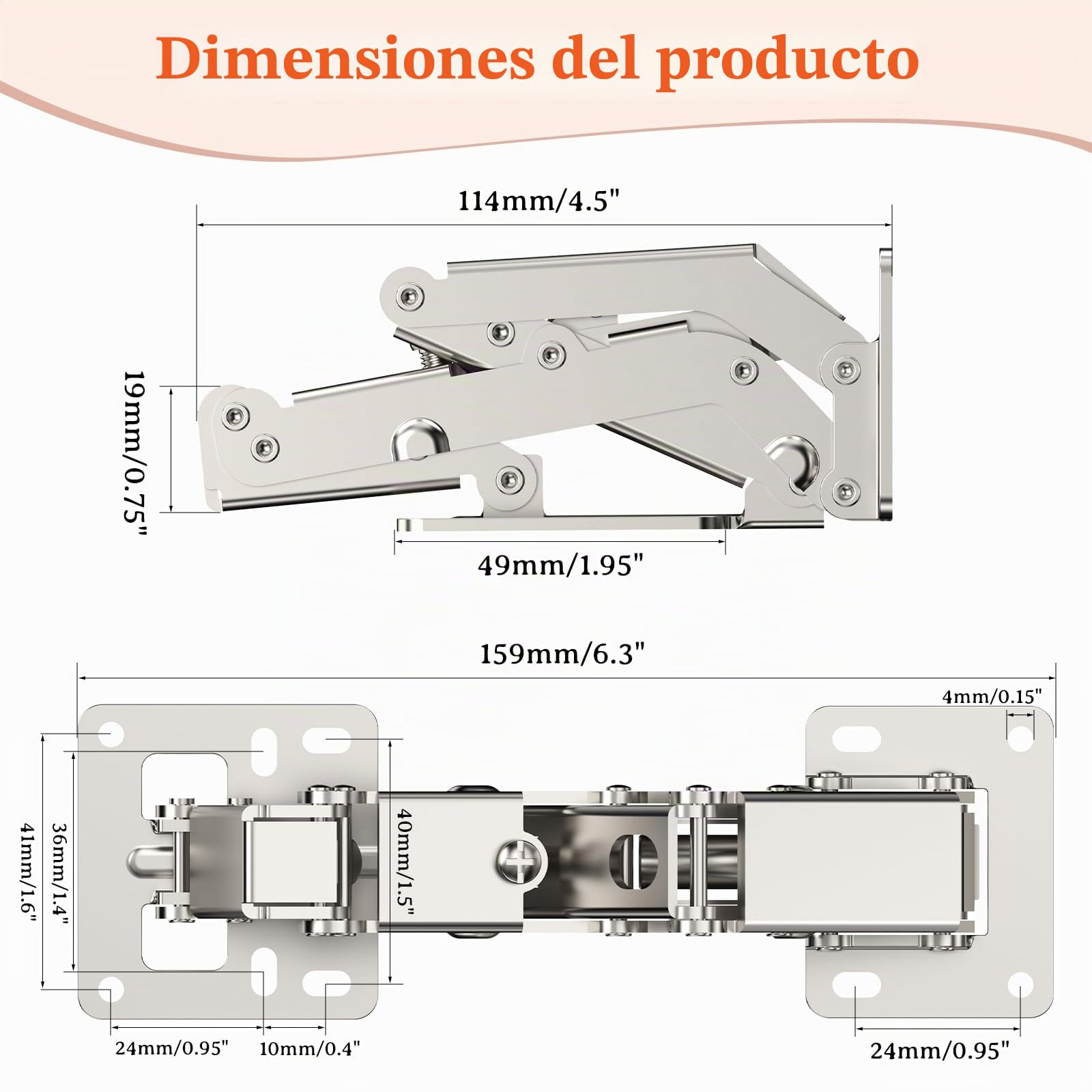 Furniware 4 bisagras de cierre suave de 170 grados para puertas de armarios, sin taladrar, bisagras de armario de cocina con amortiguador, soporte de tapa, bisagras ocultas para armarios, muebles