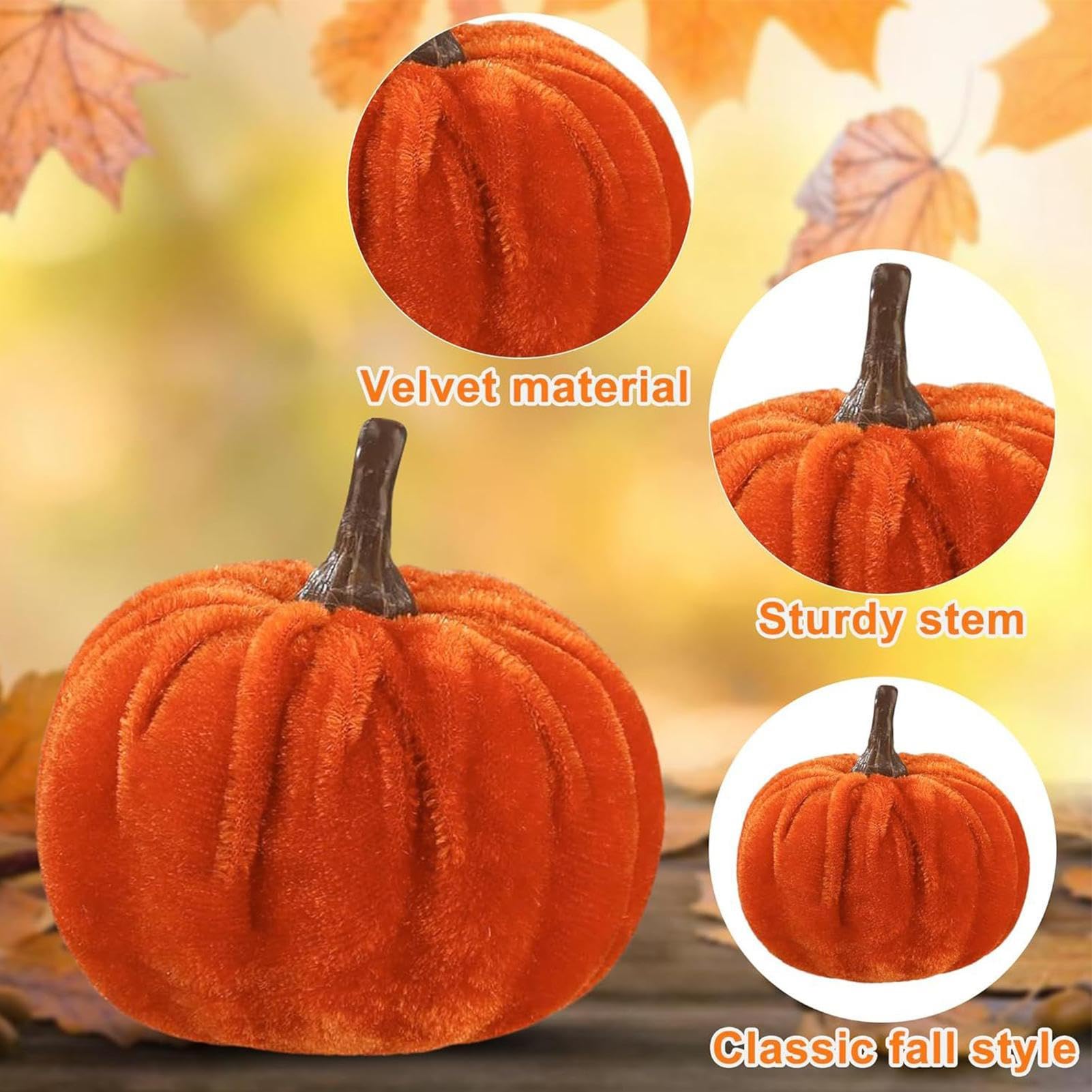 Genérico Zucche autunnali in velluto, 16 pezzi, decorazione zucche | Accessori per la casa per giardino, finestra, camera da letto, interno, fattoria