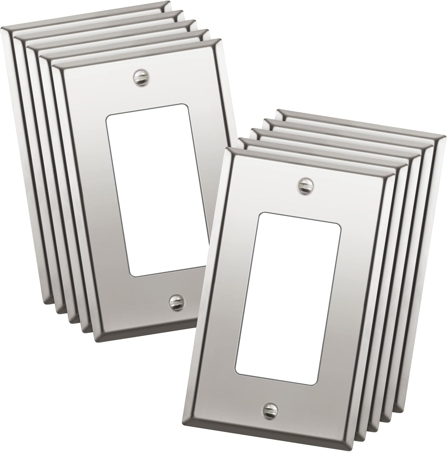 ENERLITES Decorator Switch or Outlet Metal Wall Plate, Stainless Steel 201, Corrosion Resistant, Size 1-Gang 4.50" x 2.76", 7731-PC-10PCS, Polished Chrome, Silver (10 Pack)