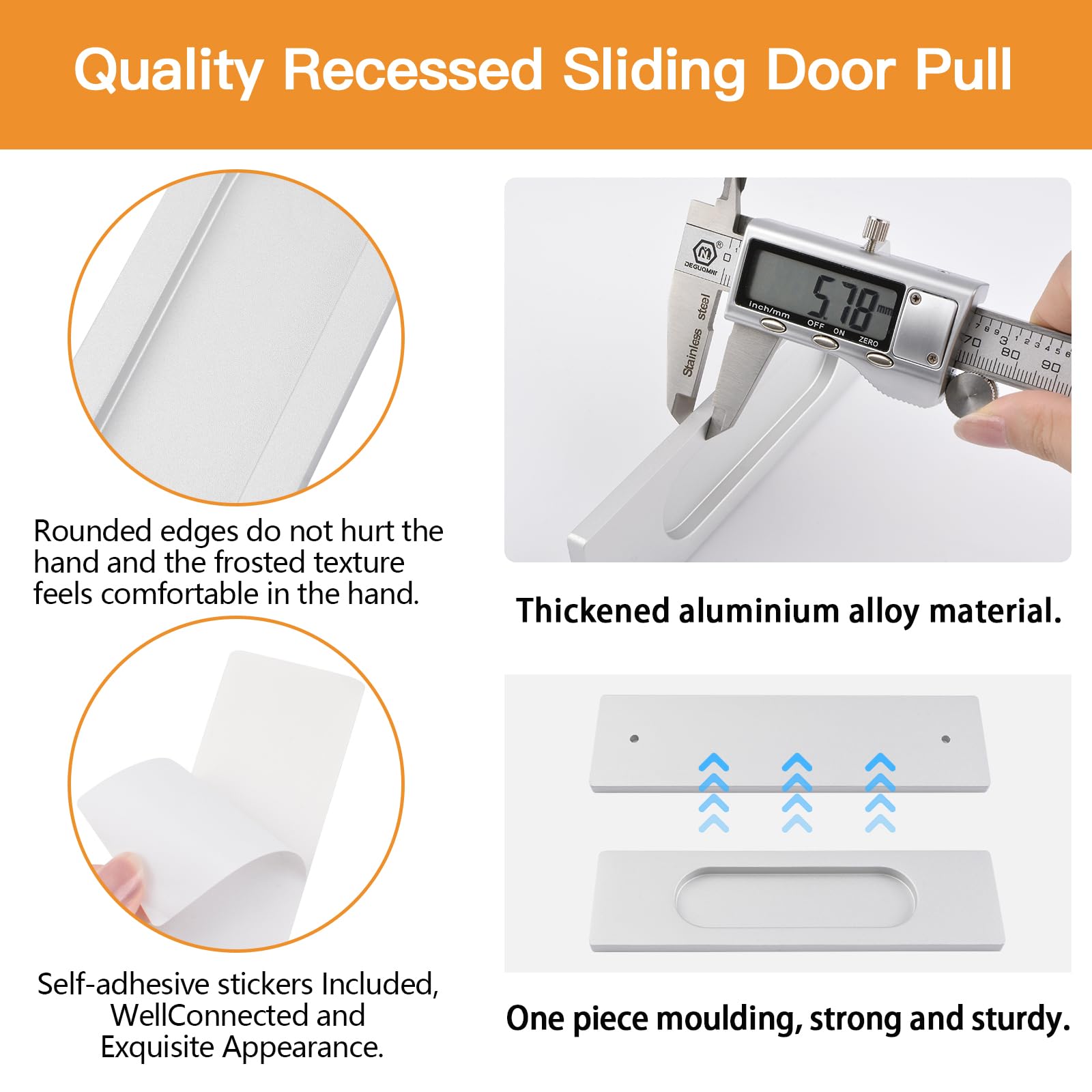 MOROBOR Poignées De Porte Coulissante Rectangulaires Autocollantes Daluminium