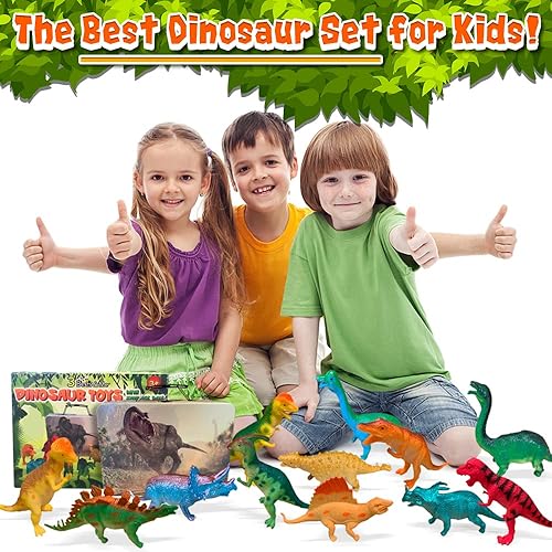 Miniatura 6 de 3 Bees  Me Juguetes de dinosaurio para niños y niñas con caja de almacenamiento 12 dinosaurios grandes y realistas de 6 pulgadas regalo de