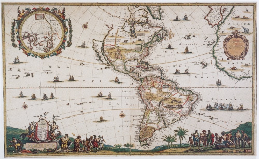 Amazon.com: Posterazzi Map of The Americas 17th Century Poster