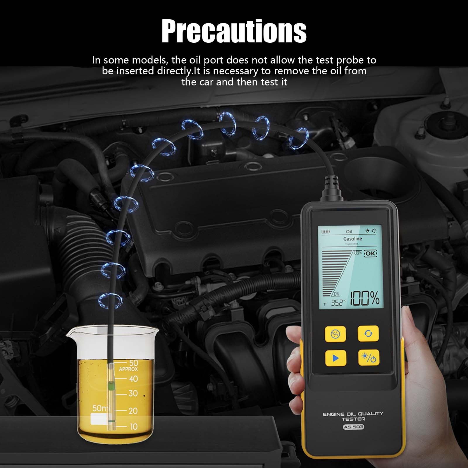 Tester Liquido Freni Digitale AS503 con Schermo LCD 2,8" e Sonda ad Alta Precisione