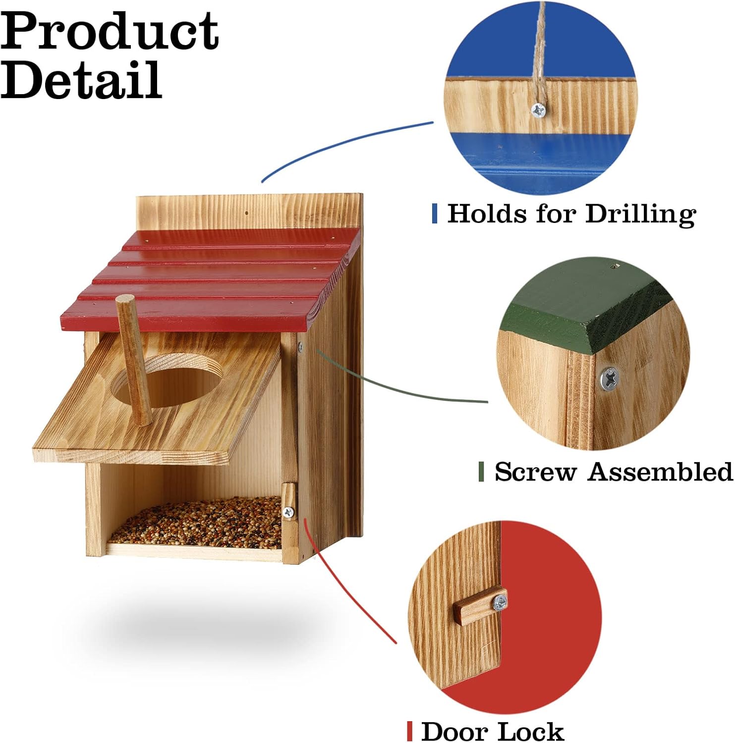 Meanplan 3 Pcs Wooden Bird Houses for Outside Bird House with Pole Wood Hanging Birdhouse for Outdoor Small Bird Nest Box for Finch, Bluebird, Cardinals, Hummingbird, Parakeet Garden Perch House