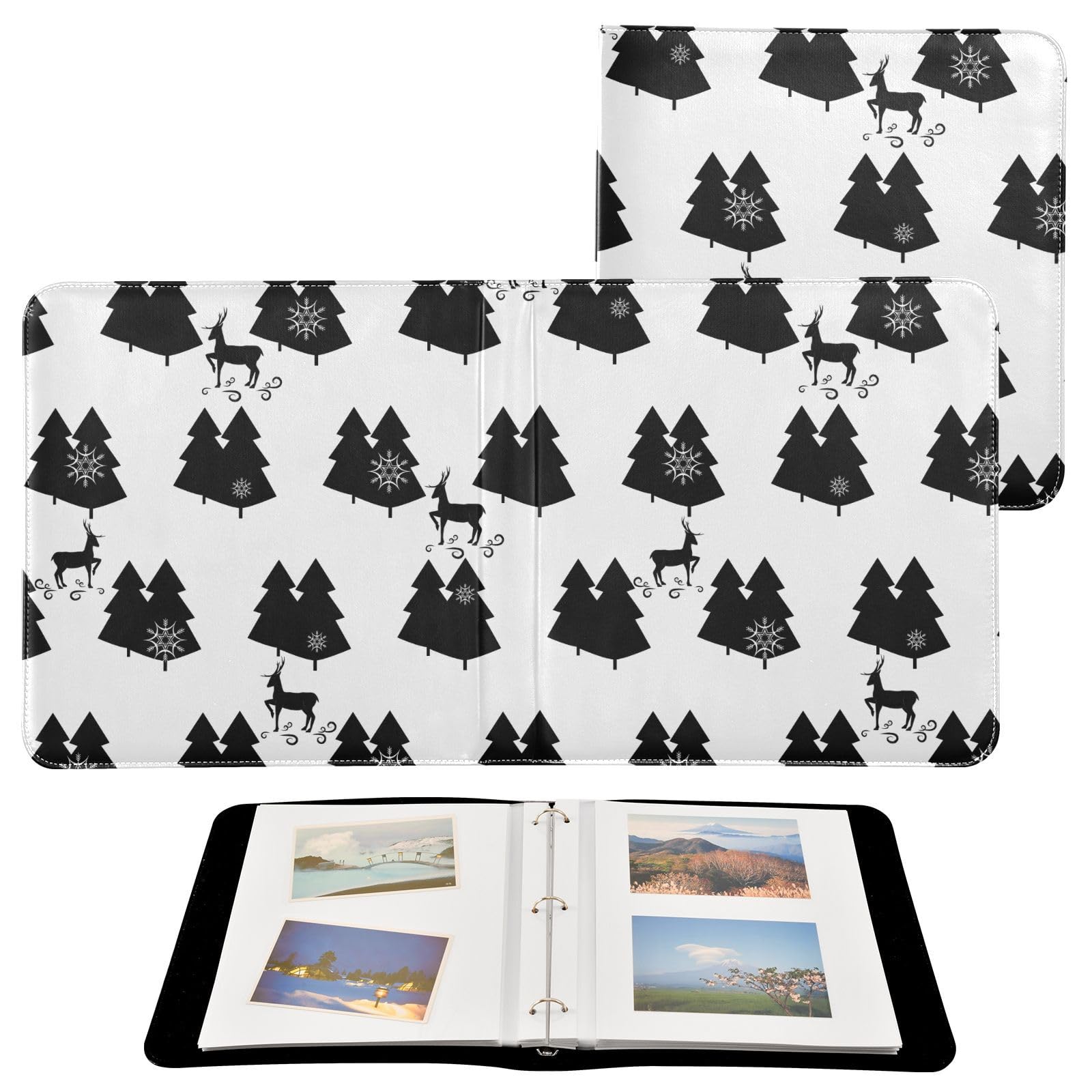 Álbum de fotos autoadhesivo con diseño de árbol de Navidad para fotos de 4 x 6, 5 x 7, 6 x 8 pulgadas, color negro