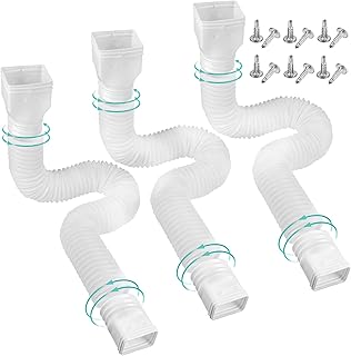 3 Pack Rain Gutter Downspout Extensions Flexible,Downspout Diverter Extendable From 21" To 58". Downspout Extender Is Suitable For Most Drain Pipe (White)