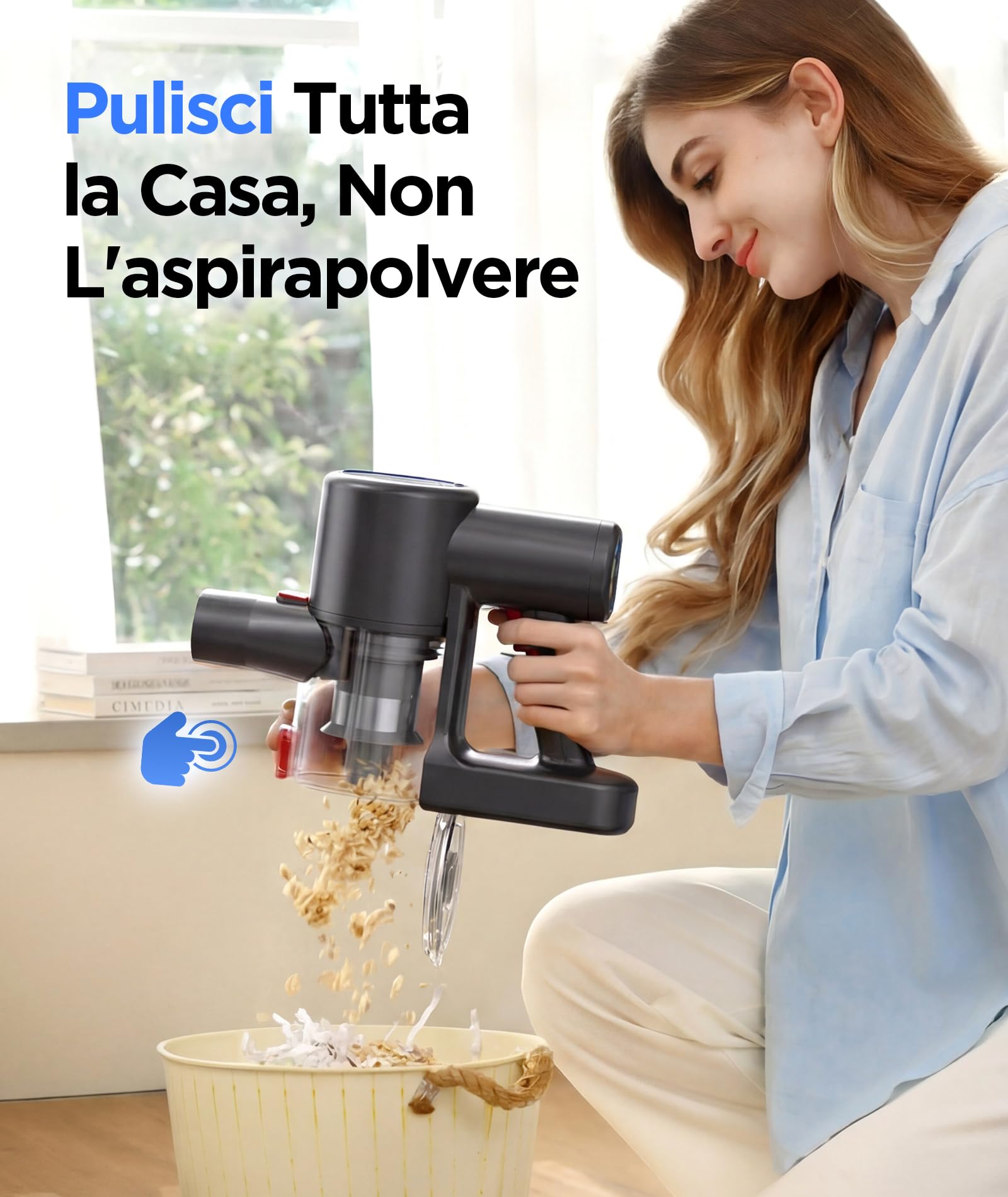 VersLife Z8 Aspirapolvere Senza Fili 40KPa, Scopa Elettrica Leggera con Filtro HEPA, Luce LED Verde, Autonomia 45 Min, Design Autoportante, per Pavimenti Duri, Tappeti e Peli di Animali
