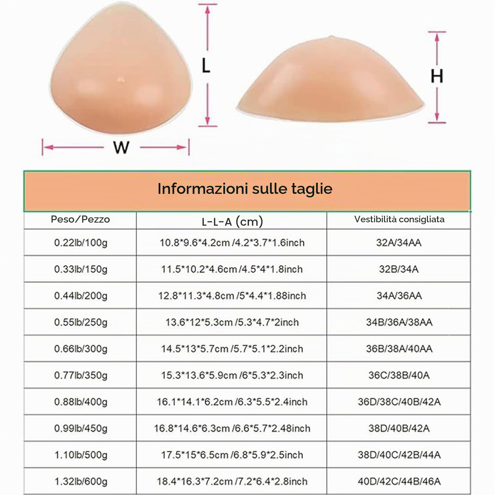 Protesi Mammarie Triangolari In Silicone Autoadesive, For Mastectomia, Seni Finti, Inserti For Reggiseno Rinforzanti