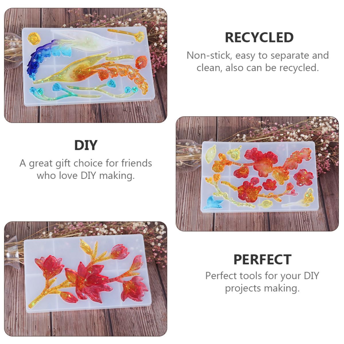 Moule en Silicone Soi-même 4 Pièces pour Fleurs de Magnolia, Non Adhérent et Facile à Nettoyer, pour Projets DIY et Résine Époxy
