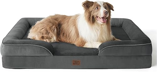 Bedsure Cama ortopédica para perros grandes, sofá cama grande lavable para perros, sofá cama grande de espuma de apoyo para mascotas con funda