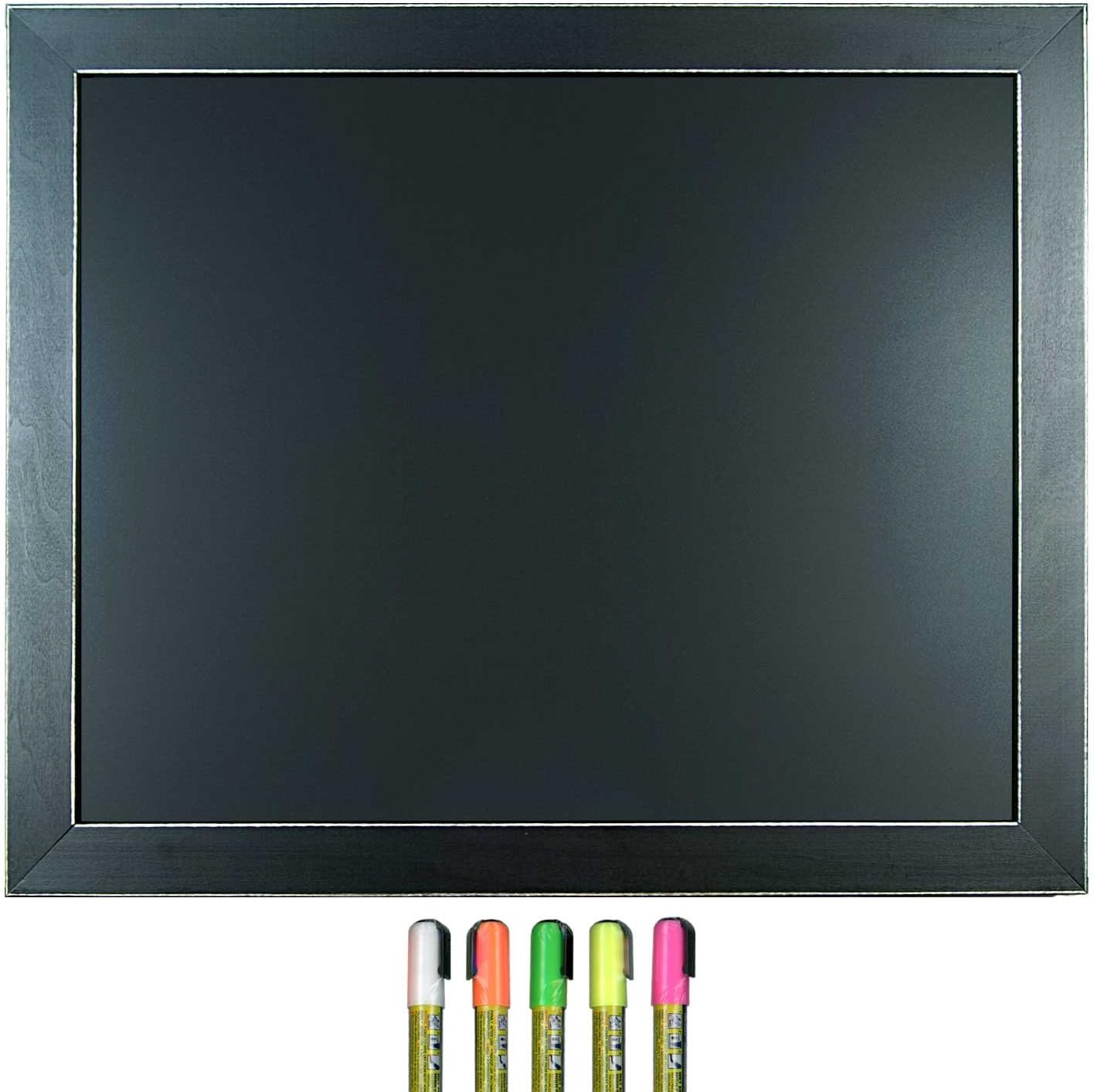 Cohas Framed Chalkboard includes Blackboard in Country Craft Frame and Liquid Chalk Marker, 20 x 24 Inches, Black Frame