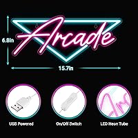 Vista 3 de Kavaas Letrero de neón de arcade, letreros LED para decoración de sala de arcade, letrero de neón retro para dormitorio de niños, decoración