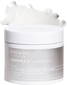 Mary&May Vitamin B, C, E Cleansing Balm - Oil Balm Gentle Makeup Remover and Skin Purifier for Glowing, Clear Skin - Hypoallergenic and Cruelty-Free, EWG ingredients, 120g