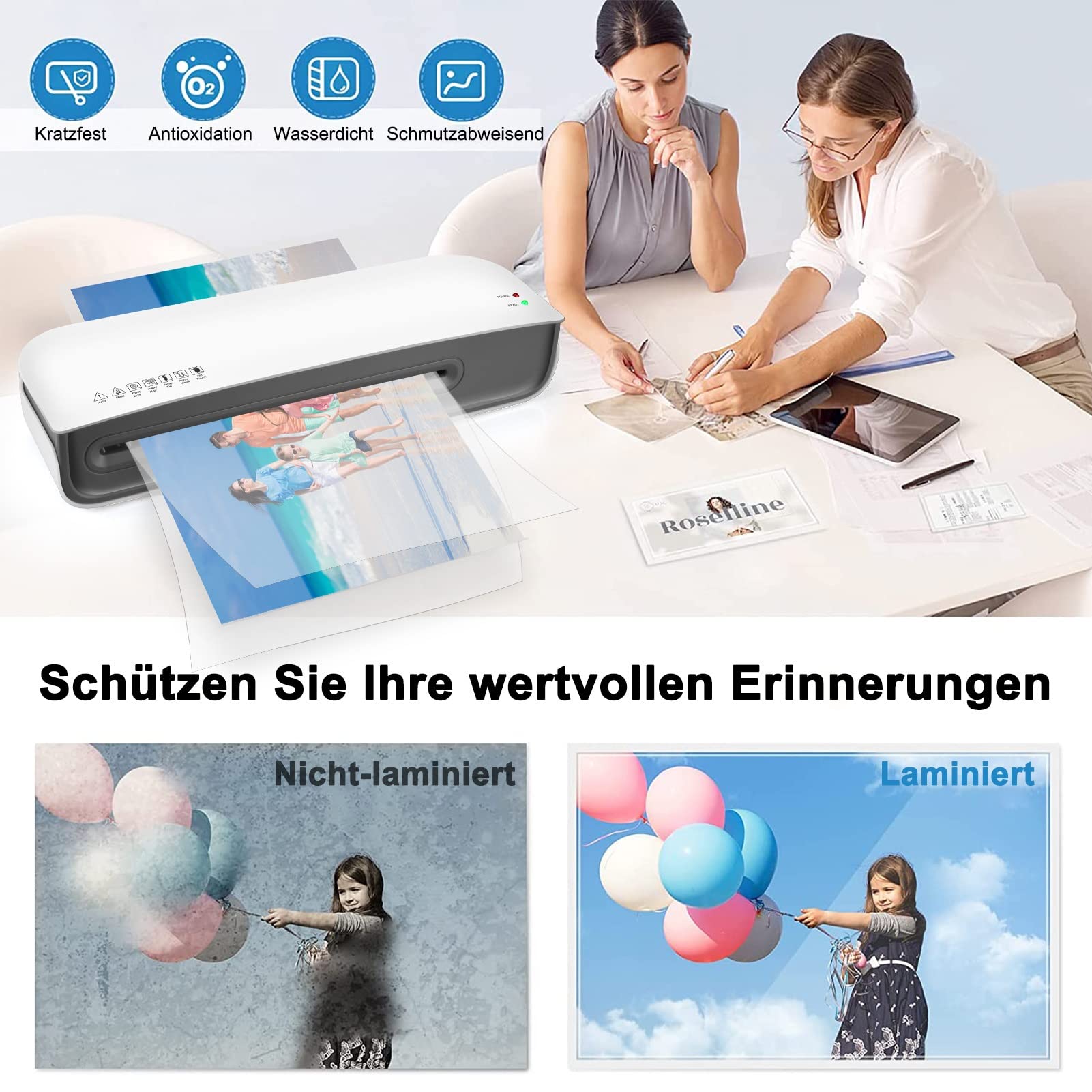 Nigecue LaminatorNigecue Laminator A4, maszyna do laminowania 3 w 1 z 30 sztukami folii do laminowania A4, A5, A6, laminator z przecinakiem do papieru, szybkie nagrzewanie, idealna do użytku