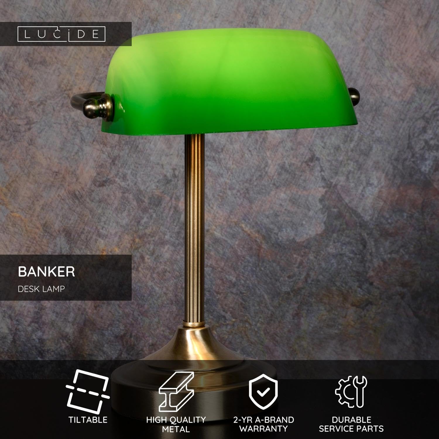 LUCIDE BANKER - Lámpara de escritorio - 1xE14 - Bronce