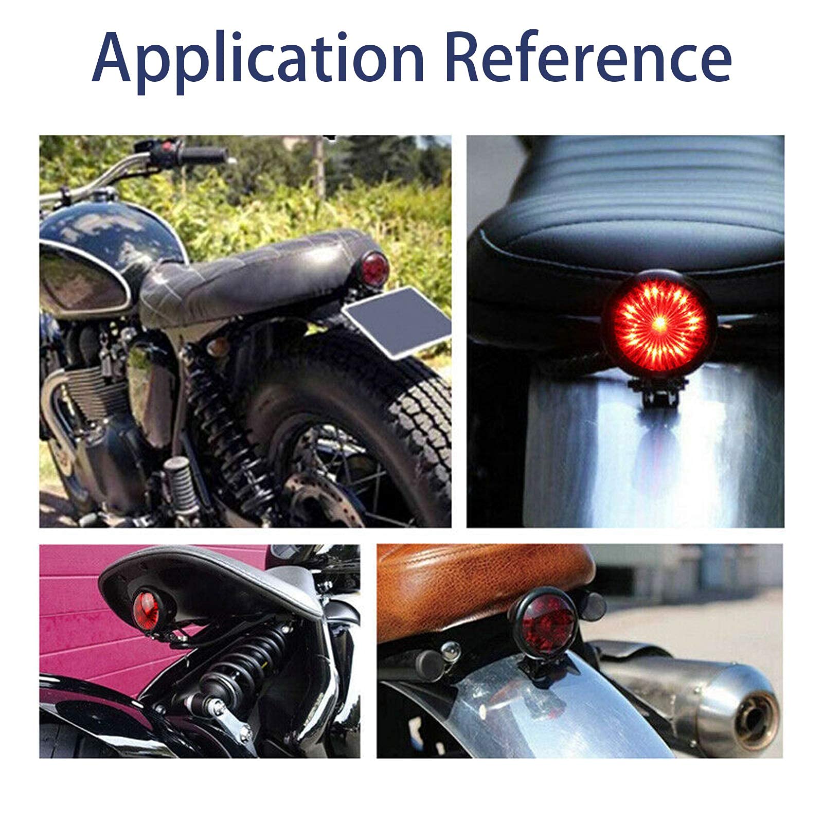 JMTBNO Rosso Fanale Posteriore Moto Universale 12V Luce Stop Moto a LED Motociclo Luce Freno Fanale Posteriore Rotondo Retrò per Custom Cruiser Chopper Bobber Cafe Racer Tracker Scrambler