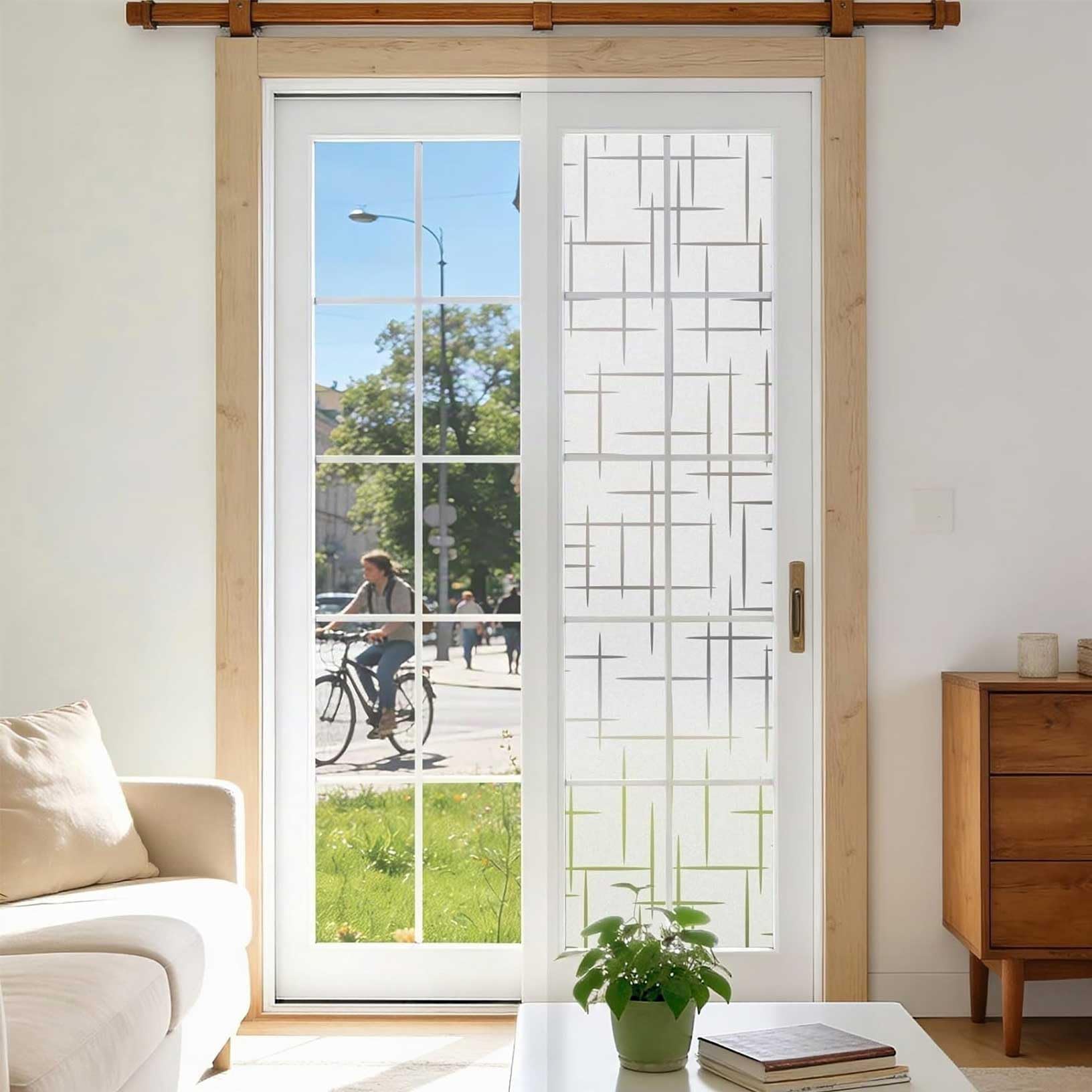Film Fenetre Anti Regard 100 x 370 cm Adhérence Statique Opaque Film Vitrage Thermique Anti-UV, Non Adhesif, Décoratif pour Salle de Bain Chambre Cuisine, D