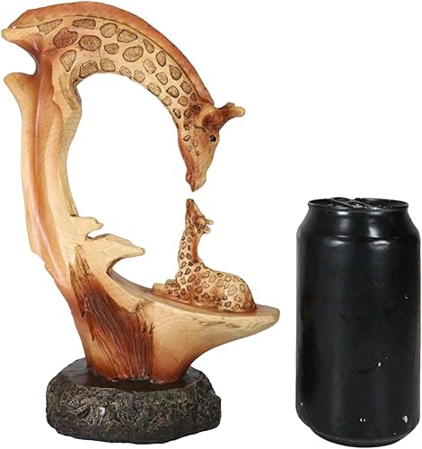 Miniatura 5 de Ebros Gift Wildlife Safari Jirafa Familia Madre Besando Becerro Escena Decorativa en Madera Sintética Resina Acabado Animal Decoración del Hogar