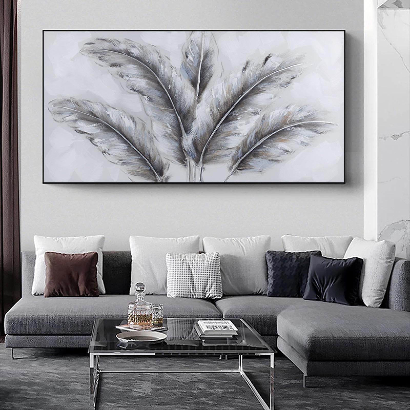 Toile décorative plumes abstraites 30x60 cm art mural - 8