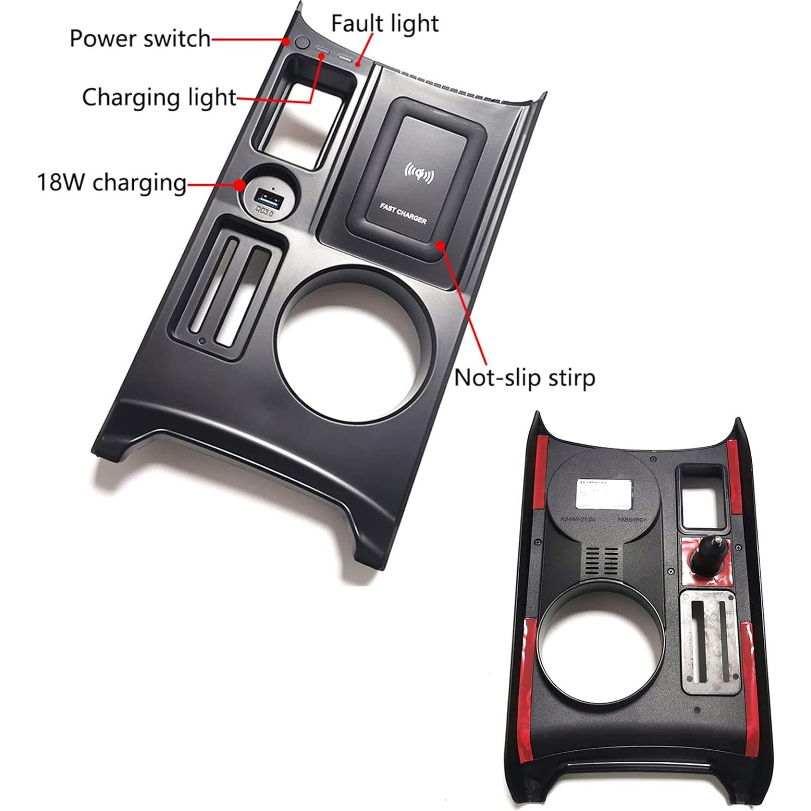 Cargador De Coche Inalámbrico para Audi A3 8V 8Y S3 2021-2023 Panel De Accesorios De Consola Central, Cargador Rápido De 15 W para Cualquier Teléfono Habilitado para Qi