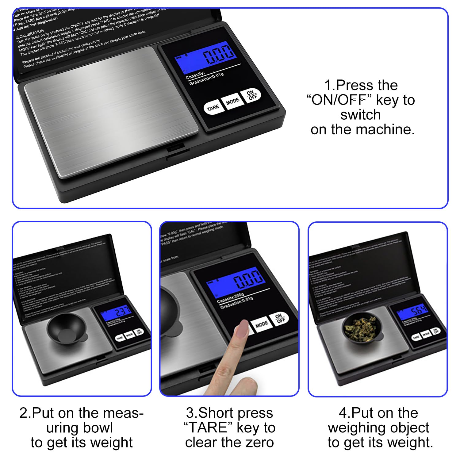 GeekerChip Balance de Precision 500g/0.01g Écran LCD Rétroéclairé Balance de Cuisine Numérique avec Tare