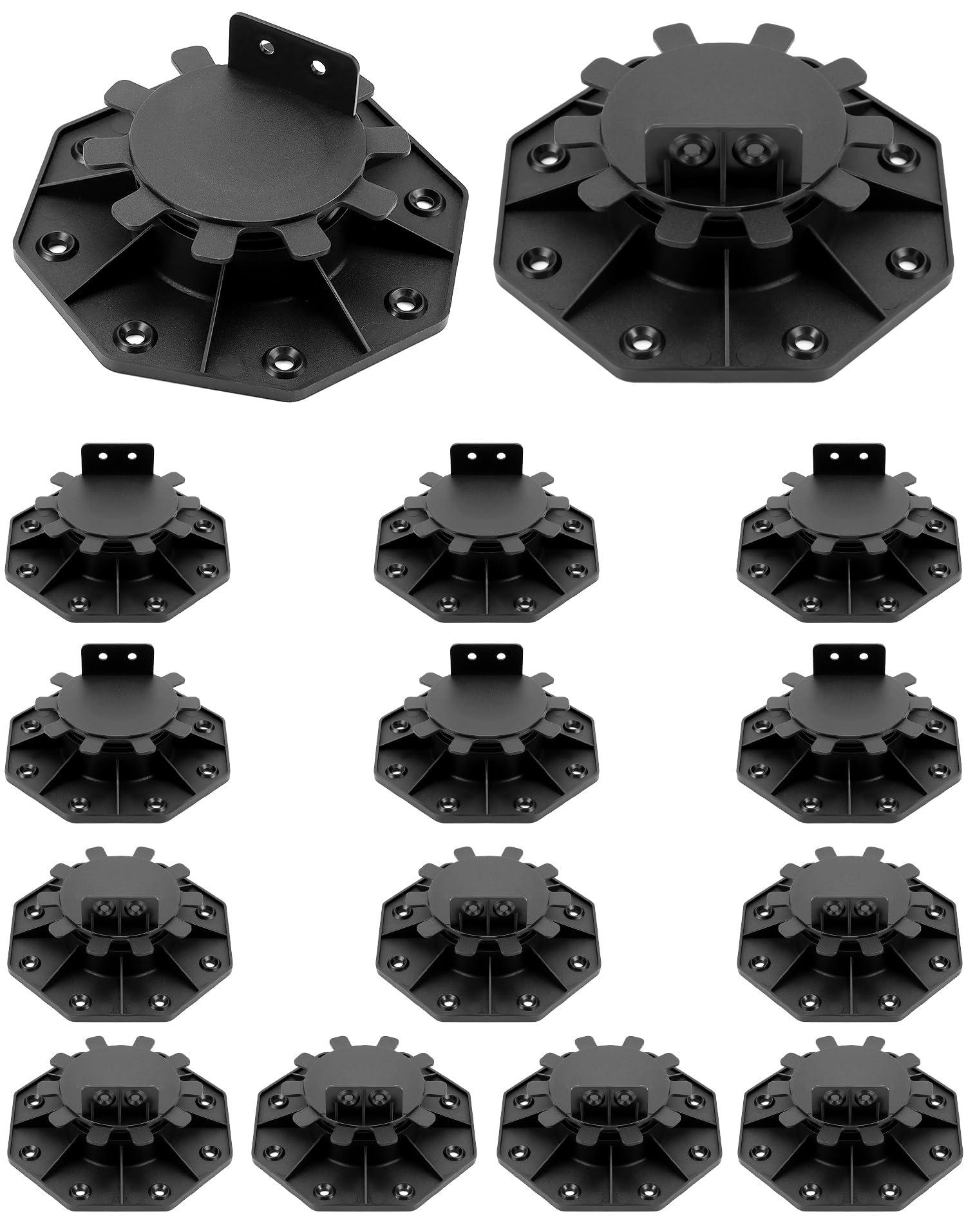 QWORK® Piedistalli per terrazze regolabili da 15 pezzi 30-60 mm, adatti per tavole per terrazze in legno/WPC/alluminio