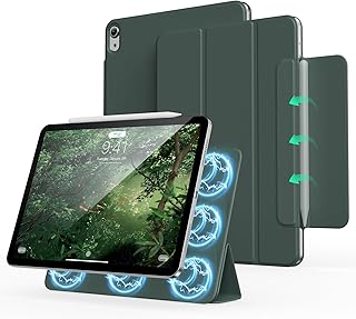 用のiPad (A16)11世代 ケース 用のiPad 第11/10世代 ケース 11/10.9 インチ 2025/2022 マグネット 磁気吸着 ペンシル収納 取り外し可能 分離式 三つ折りスタンド 軽量 薄型 耐衝撃 スリム オートスリープ/ウェイク (ダックグリーン)