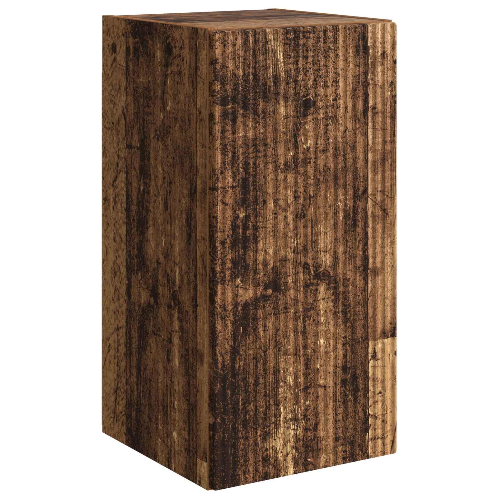 TV-Schrankset Wandmontiert, 6-teilig, Altholz, Holzwerkstoff, Modernes Media Center mit Stauraum, für Wohnzimmer, Schlafzimmer, 98 x 31 x 29,5 cm