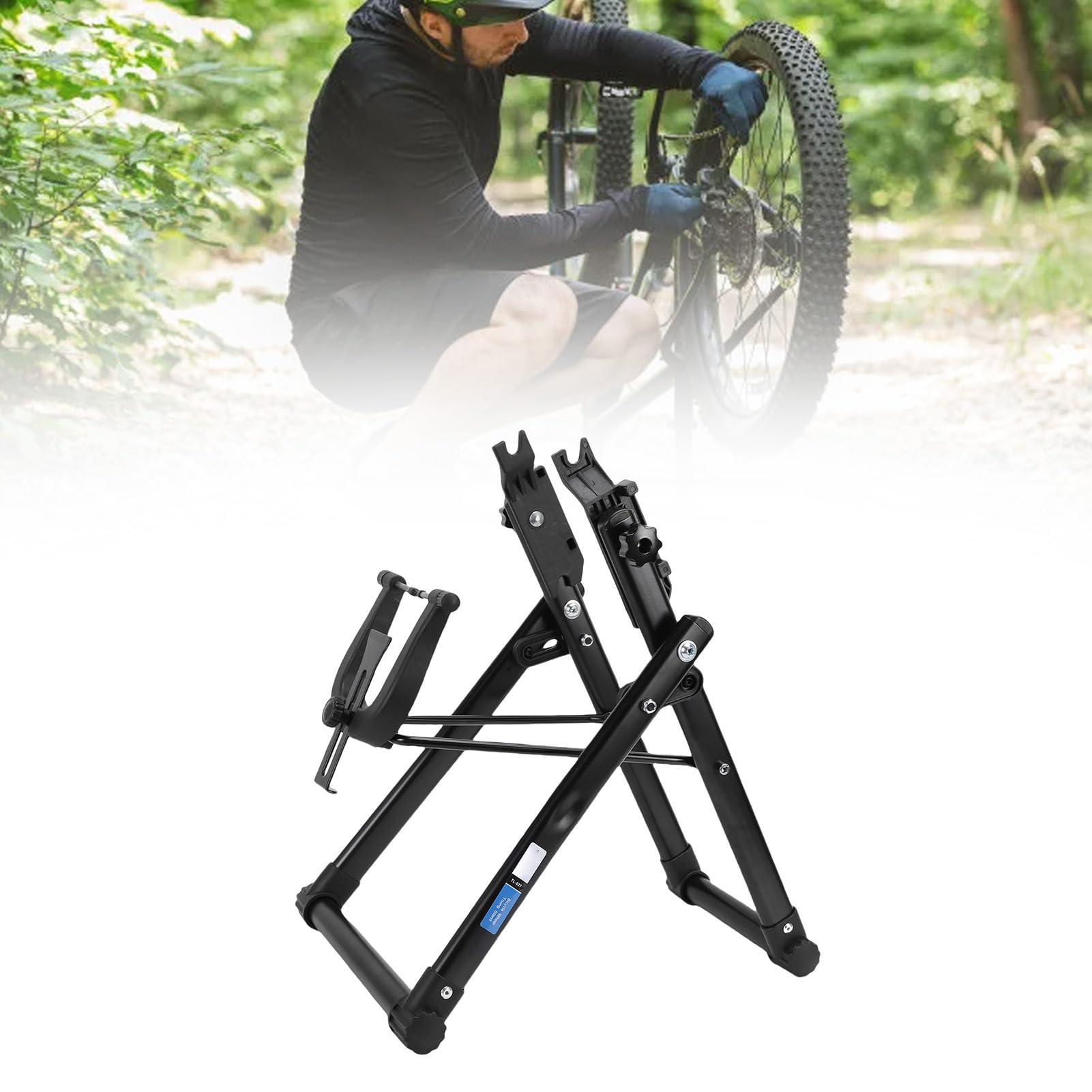 POENVFPO Cavalletto Pieghevole per Centratura Ruote da Bicicletta Robusto Supporto di Manutenzione per Ruote da 16-29 Pollici per Appassionati di Ciclismo